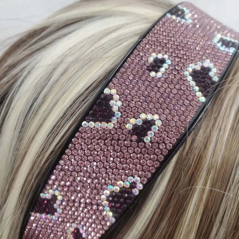Pink Plum Holographic Leopard Crystals Hairband